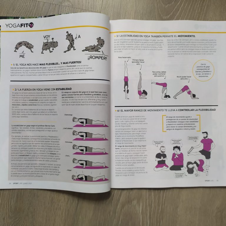 revista sportlife con artículo yoga fit de Yoguineando