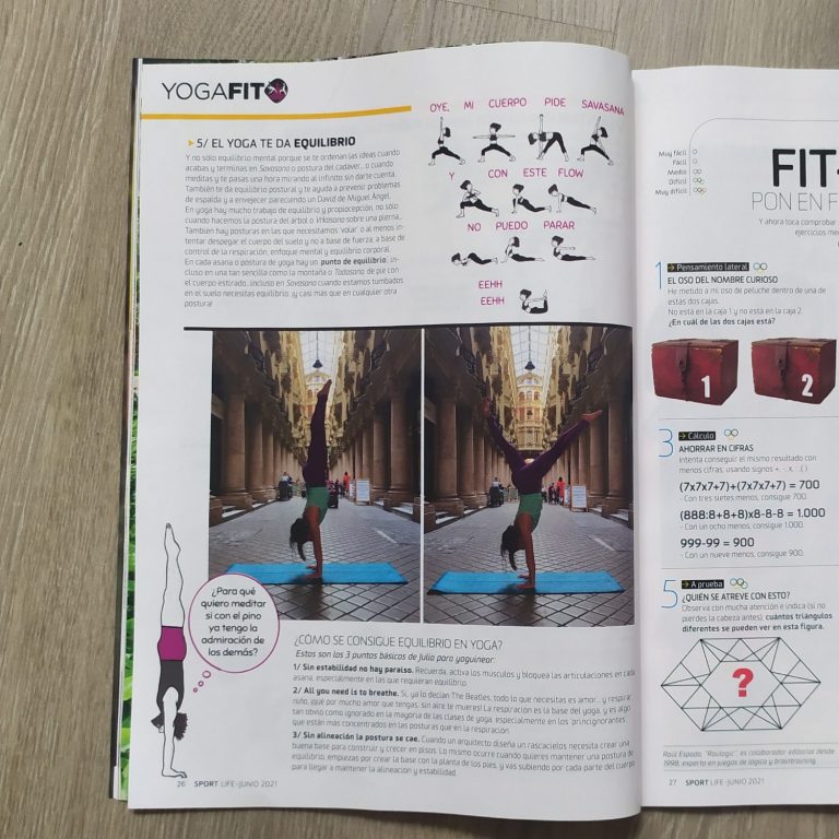 revista sportlife con artículo yoga equilibrio de Yoguineando